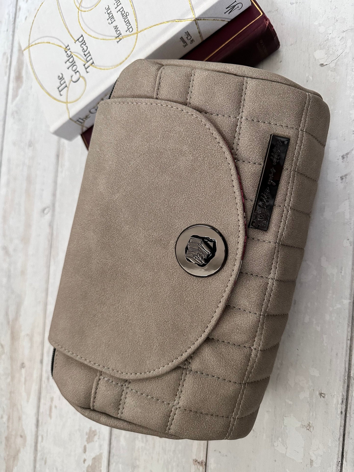 Quilted handbag, barrel bag, gift for reader, bookish gift, crossbody bag, vegan handbag, gift for teen bookworm, medium crossbody