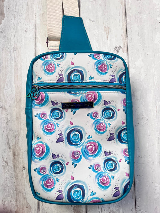 Gardener gift, plant lover gift, Sling bag, Sling Backpack, Vegan bag, hiker gift, Commuter Backpack, floral backpack, roses handbag