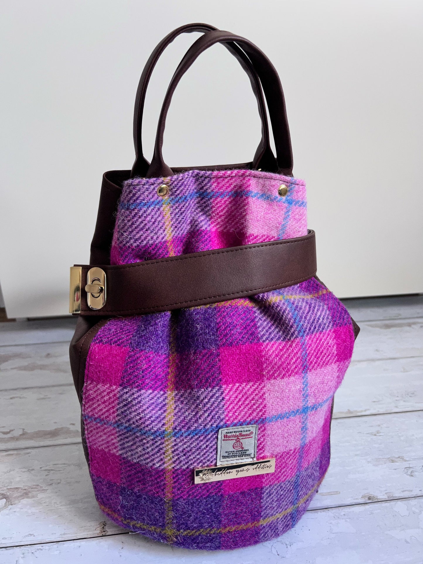 Practical handbag, Harris Tweed bag, Tartan bag, Backpack, Gift for mum, Scottish gift, teenage girl gift, Everyday bag, Bucket Bag