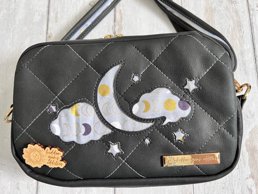Witchy gift, moon phases bag, moon bag, celestial bag, bag for witch, Samhain gift, night sky bag, rectangle handbag, crossbody bag