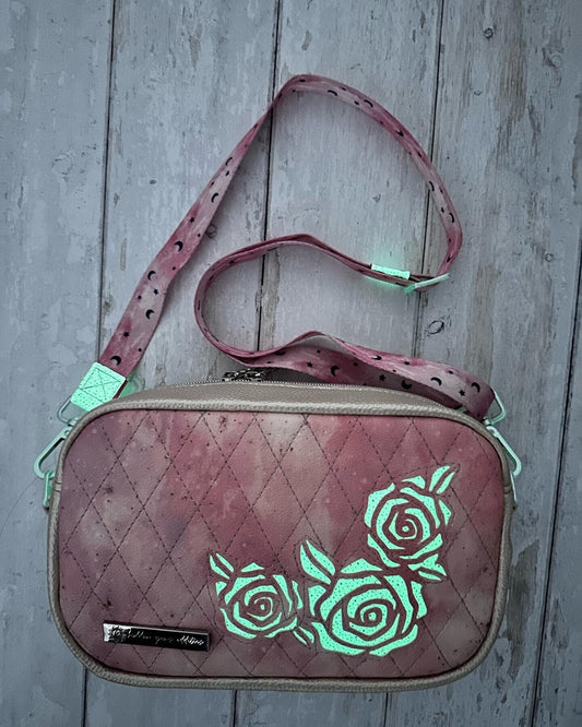 Cottagecore bag, barbiecore handbag, roses handbag, floral handbag, rectangle bag, crossbody purse, vegan bag, gift for gardener