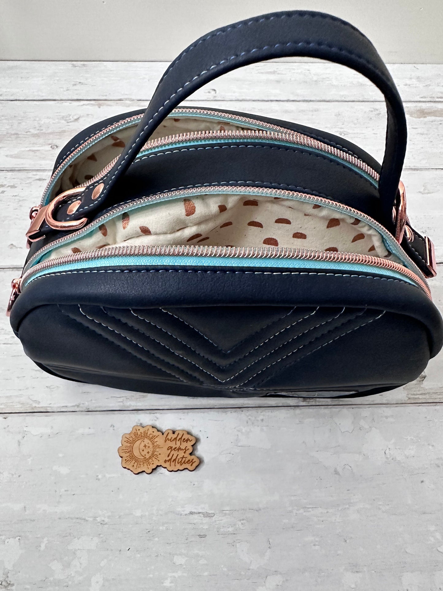 Double compartment handbag, small crossbody bag, zip divider bag, bowler bag, quilted handbag, gift for maker, vegan gift, vegan bag