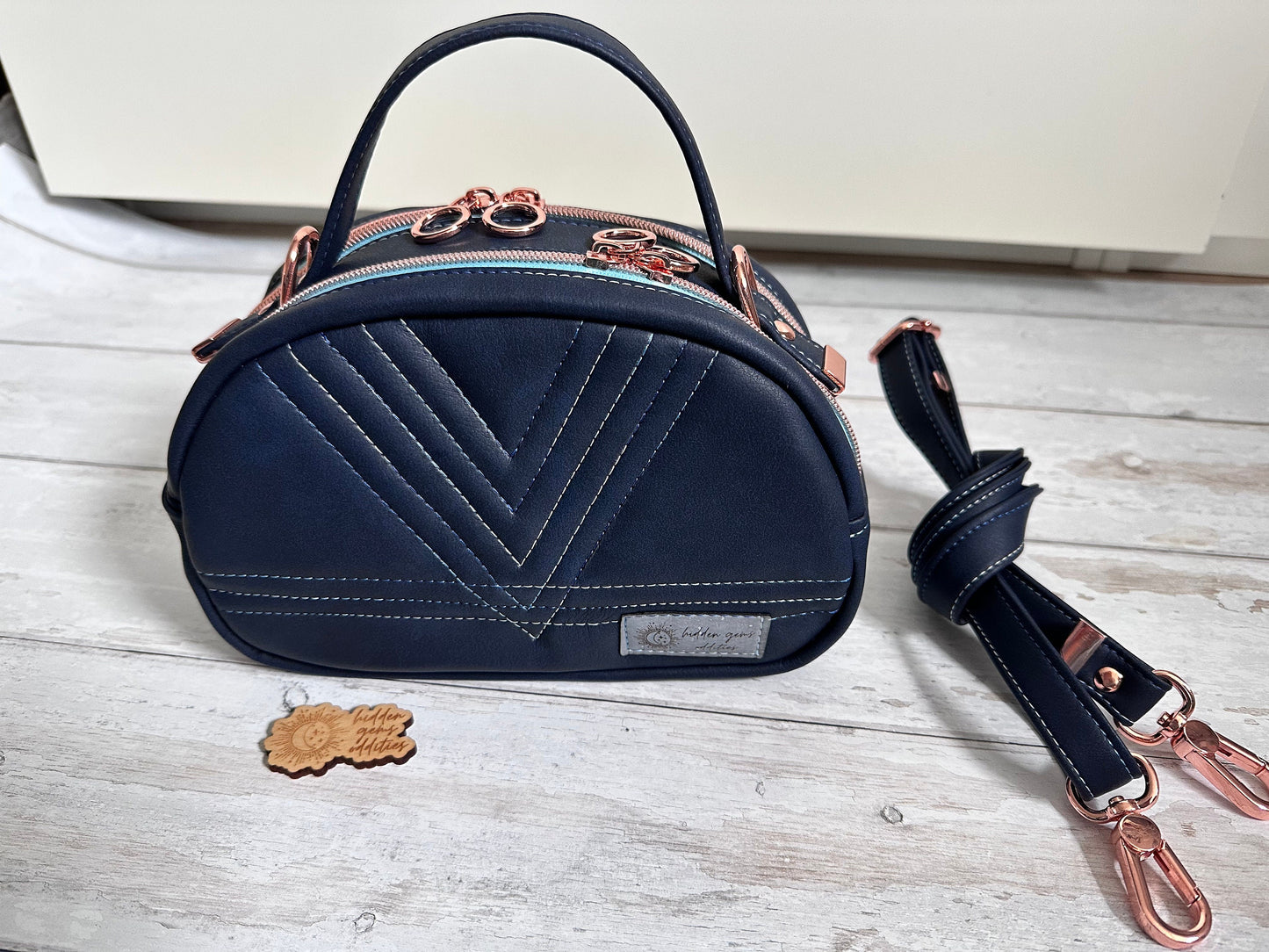 Double compartment handbag, small crossbody bag, zip divider bag, bowler bag, quilted handbag, gift for maker, vegan gift, vegan bag