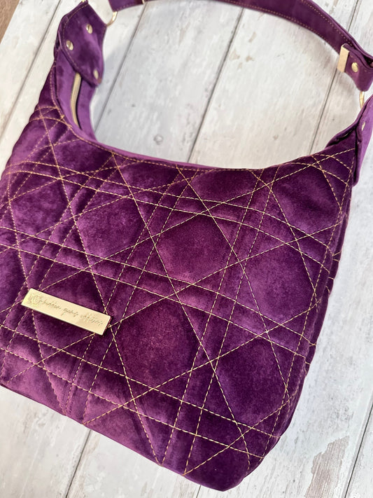 Quilted shoulder bag, velvet handbag, medium shoulder bag, fancy handbag, classic handbag, Victorian handbag, quilted bag, party handbag