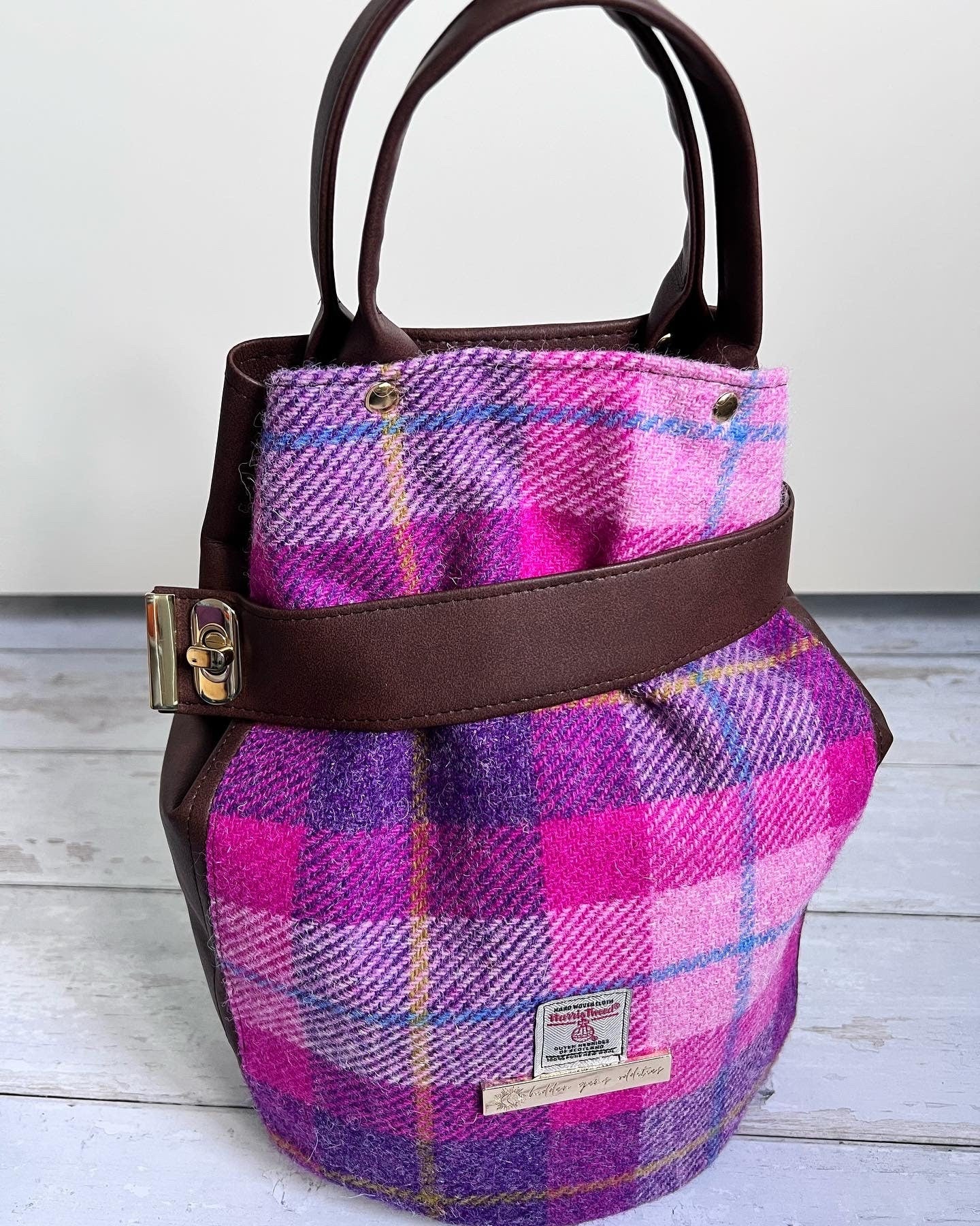 Practical handbag, Harris Tweed bag, Tartan bag, Backpack, Gift for mum, Scottish gift, teenage girl gift, Everyday bag, Bucket Bag