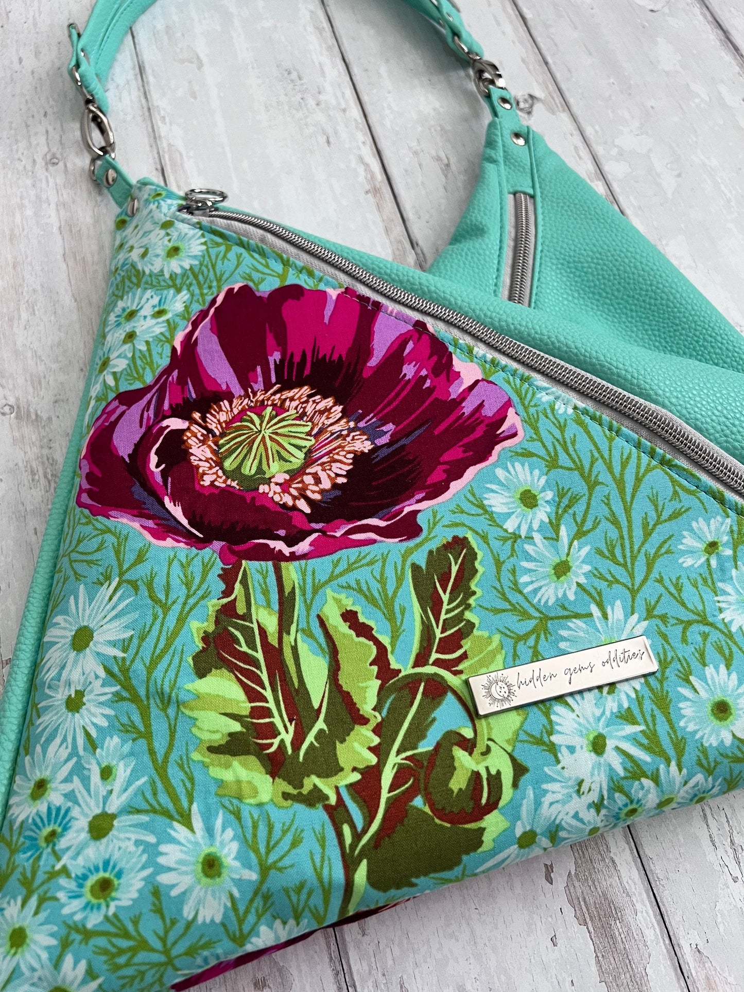 Shoulder Bag, floral handbag, flower bag, gift for gardeners, mother of the bride gift, Vegan handbag, shoulder bag with pockets