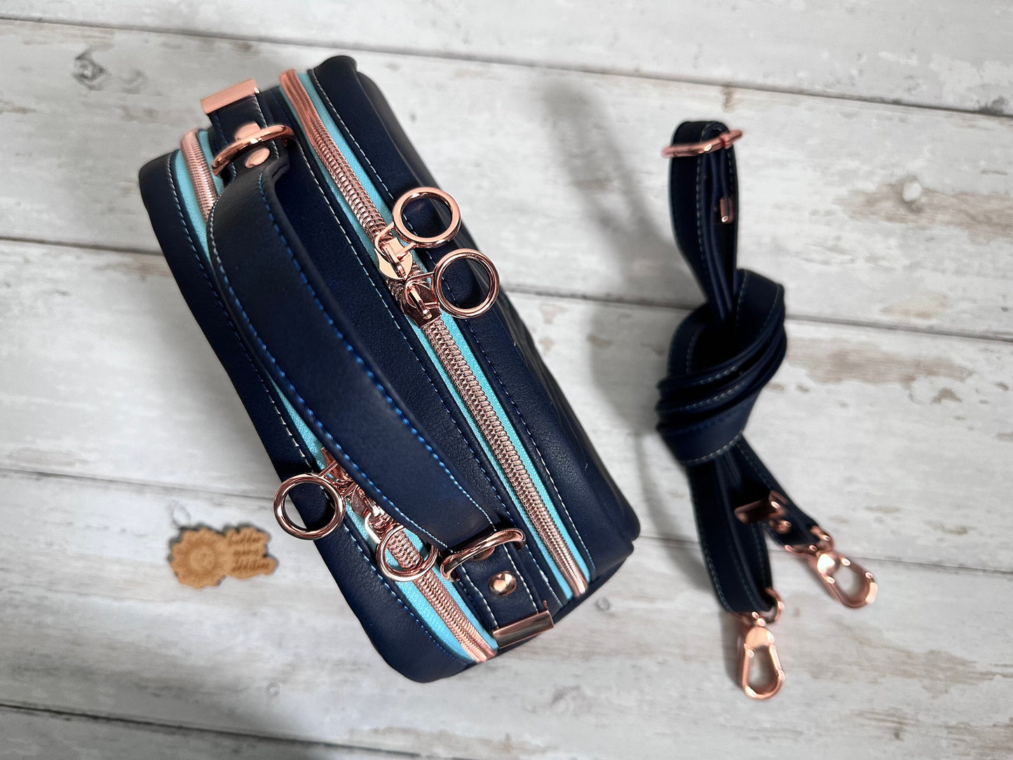 Double compartment handbag, small crossbody bag, zip divider bag, bowler bag, quilted handbag, gift for maker, vegan gift, vegan bag